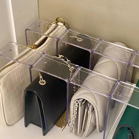 Absolute Game Changer Clear Bag Organizer Stackable Handbag Rack Built From Premium Pc Material For Closet Bedroom Or Living Room Four Section Purse Storage Hack To Keep Your Vibe Organized And Slay