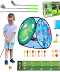 Toddler Golf Set 5 In 1 For Kids Indoor Outdoor Golf Toy With 3 Clubs Putting Mat Four Sided Chipping Net Dinosaur World Ocean Adventure