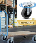 Heavy Duty Four Inch Swivel Caster Wheels Set Of Four With Sturdy Top Plate And High Traction Tpr Rubber Tires on utility cart