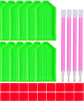 Dope Diamond Art Painting Tools Kit With 12 Trays, 22 Glue Clays, 5 Pens And DIY Accessories, bright green trays and pink pens image