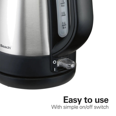 Electric Tea Kettle Cordless 1 L Water Boiler And Heater With Auto Shutoff And Boil Dry Protection Stainless Steel side view