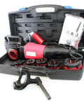 Killer Torque 2000W Portable Electric Pipe Threader Loaded With Six NPT Dies Spanning Half To Two Inches in a carrying case.