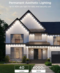 House with Year-Round 100Ft RGBIC Permanent Outdoor Lights 2 With 16 Million Colors And 100 Scene Modes, IP67 Waterproof.