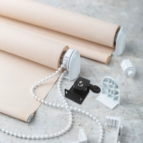 Cabilock Universal Bungee Kit Replacement Parts For Porch And Garage Roller Blinds Featuring Durable Plastic Metal Brackets: roller blind cord lock kit with white and black parts