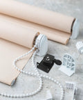 Upgrade Your Blinds With This Heavy Duty Solar Roller Shade Kit Featuring Secure Ball Lock And Elastic Cord Design For Durable Outdoor Use Or Office Window Repairs That Hold Up To Tough Wind, beige roller blind parts with ball chain and white brackets