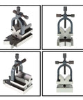 Dead On Precision V Block Hardened Steel Work Fixture For Machining And Grinding Layout Inspection Shop Builds Ready To Rock With Heavy Duty Clamps seen from multiple angles, showcasing solid grip and structure.