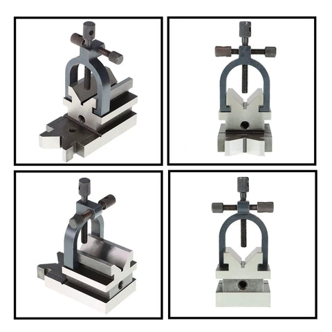 Dead On Precision V Block Hardened Steel Work Fixture For Machining And Grinding Layout Inspection Shop Builds Ready To Rock With Heavy Duty Clamps seen from multiple angles, showcasing solid grip and structure.