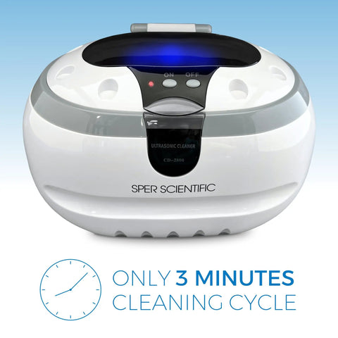 Portable Stainless Steel Ultrasonic Cleaner Blast Grime Off Rings Necklaces Glasses Watches And Coins With A Roomy 20oz Tank That Cleans As A Whistle Daily front view of the white ultrasonic cleaner.