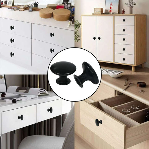 12 Pack Antique Black Round Cabinet Knobs With Screws For Kitchen Cupboard Doors Drawers Dresser Hardware Vintage Style Pulls