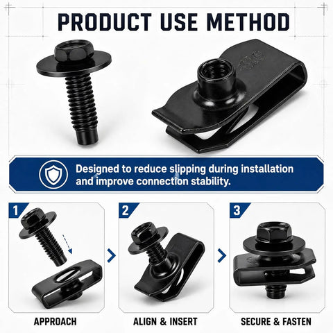 Shop Tough 100 Piece Auto Bolt And U Nut Kit With Pro Grade M6 1.0 Hex Head Screws and U nuts installation instructions.
