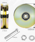 2-pack 6-inch solid steel V-groove wheel with dual sealed bearings; includes mounting bolt, nut, and washer