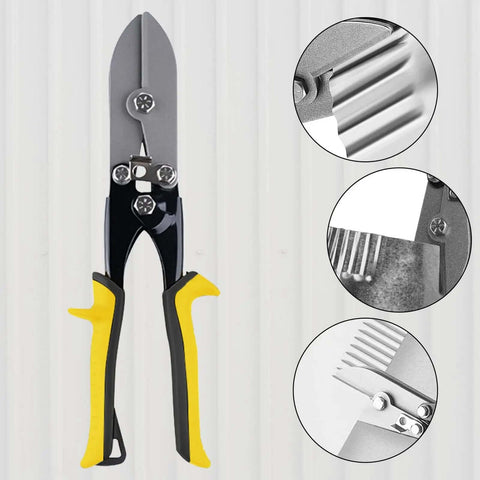 5 Blade Hand Ergonomic Grip Portable Crimping Tool For 24 Gauge Steel To 28 Gauge Stainless Steel Gutter End Cap Duct HVAC Sheet Metal Crimper With Yellow Handle