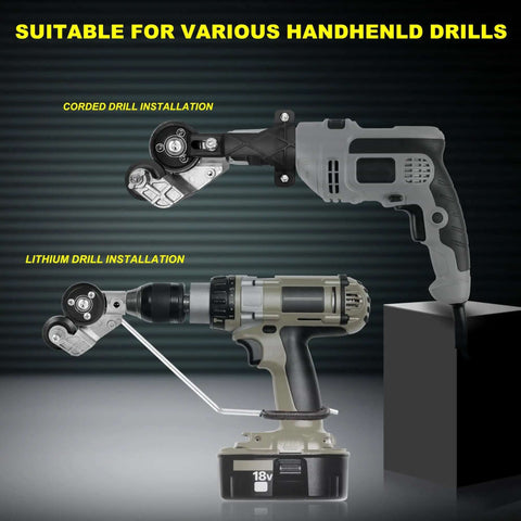 Turn Any Drill Into A Sheet Metal Cutting Beast With This Upgraded Electric Nibbler Attachment for various handheld drills