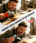 Man converting angle grinder to die grinder using Angle Grinder To Die Grinder Adapter Kit Plug And Play with wood carving.
