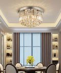 Modern K9 Crystal Raindrop Chandelier Lighting Flush Mount Ceiling Fixture for dining rooms, 11 in high, 20 in wide