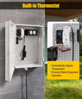 Tough As Nails Abs Weatherproof Electrical Enclosure Box With Built In Socket And Reliable Thermostat showing internal components and thermostat.