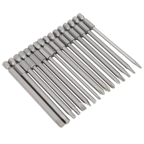Top Notch 16pc Hex And Pentalobe Screwdriver Bit Set With Magnetic Tips Made From Chrome Vanadium Steel For Electric Drill Or Manual Work Perfect For Home Repairs And Quick Fixes. 16pc chrome vanadium screwdriver bits with hex, pentalobe and slotted tips