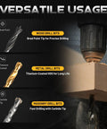 Badass 105 Piece Titanium Drill Bit Set With High Speed Steel Screwdriver Bits And Countersink Tool No Nonsense Design showing versatile wood, metal, and masonry drill bits.