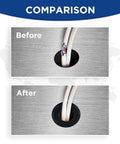 Comparison before and after using Pro Grade Rubber Grommet Kit For Wiring Pack Of 190 in metal panel installation.