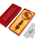 Old School 10X Magnifying Glass With Wooden Handle And Copper Frame in gift box with cleaning cloth