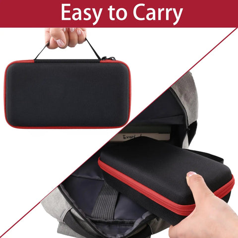 Person carrying Hard Case Replacement For Digital Multimeter Volt Meter By Aenllosi For 6000 Counts, placing in backpack.
