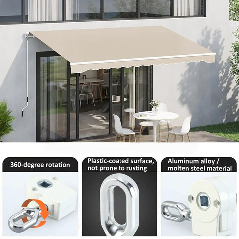 Manual Worm Gear Crank Replacement For 360 Degree Rotating Sunshade Awning over patio, no tools needed.