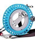 Big Kite Reel With Brake For Easy Outdoor Flying Pro Grade 10.6 Inch String Winder, ABS and aluminum, blue, detailed close-up