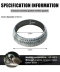 65mm Graphite Exhaust Gasket Donut Seal dimensions and materials for RV SUV Truck, heavy-duty high temp exhaust seal