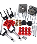 Front And Rear Suspension Bushing Repair Kit For 2004 Plus Club Car Precedent Golf Cart full set including red rubber bushes and brackets.