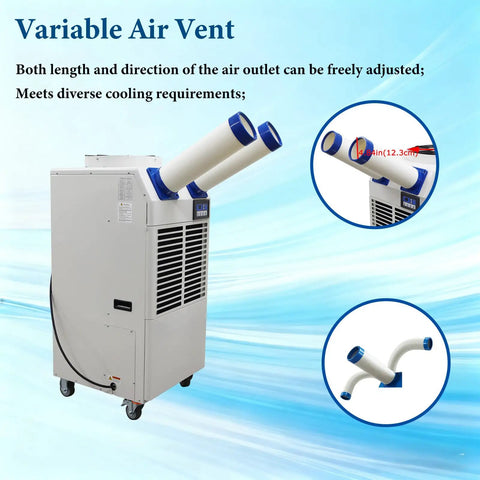 Variable air vent system of Built Tough Industrial Air Conditioner 18700 BTU Portable AC With 14L Tank And Digital Control.