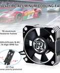 Boss 35mm RC Motor Cooling Fan, 21000 RPM, 8.4V, black and silver aluminum ESC fan for RC cars, shown with JST plug detail.