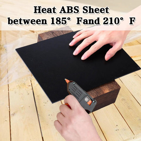 Heating 2 Pack ABS Plastic Sheet 12 By 16 Inch One Quarter Inch Thick Black Rigid Moldable Thermoplastic Board in use