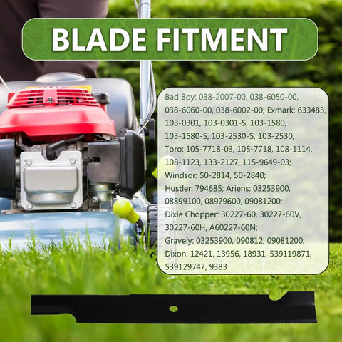 High Lift Mower Blades Set For 60 Inch Mowers All In One Blade Kit Heavy Duty Compatibility With Bad Boy Exmark Gravely Hustler Toro ZT60 CZT60 60 Inch Lawn Mower 3 Pack Replaces 038-2007-00 038-6060-00 038-6002-00 103-0301 105-7718 133-2127