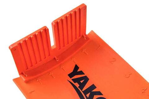 Close-up of The Fish Stik 12 Inch To 36 Inch Telescoping Measuring Stick With Marker, orange, showing detailed ruler markings.