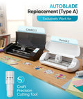 Replacement Auto Blade Three Pack For Cameo 3 And Portrait 2 White Cutting Blades For Silhouette Machines displayed on desk
