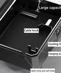 Interior view of Heavy Duty Outdoor EV Charger Protector With All Weather Rain Cover, showing cable hook and cooling holes.