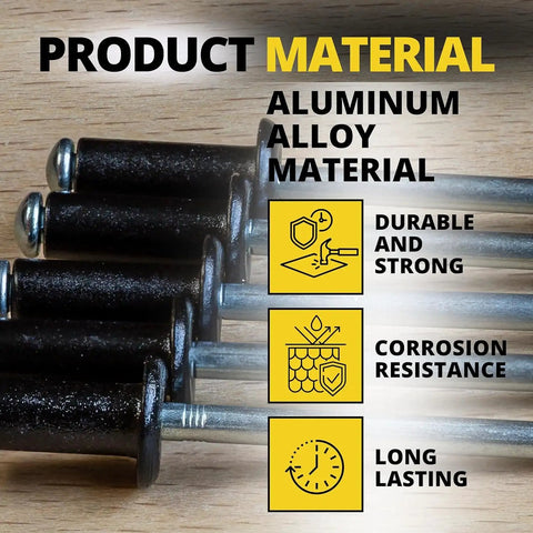 Black Aluminum Pop Rivets Kit 100 Pack 3/16 By 1 Inch Closed End Rivets With Large Head, Durable Corrosion-Resistant Material
