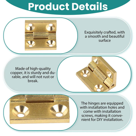 Mini Solid Brass Hinges With Screws Set For Wooden Boxes And Jewelry Cases, Tough Small Box Hinges For Crafts And DIY Projects