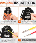 Crimping instruction for Deutsch 4 Indent 8 Impression Ratchet Crimp Tool Kit with steps for solid contacts and DT connectors.
