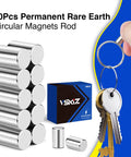 Ten Pack Powerful Cylinder Magnets For Crafts And Do It Yourself Projects shown with keys and packaging