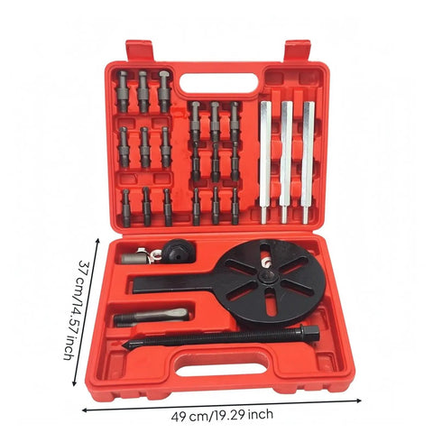 Badass Heavy Duty Universal Bearing Extractor Puller Tool Kit Includes Interchangeable Arms And Rugged Case Perfect For Pro Mechanics And Home Garage To Yank Stuck Bearings Away Without Pain With Strong Central Plates Forcing Screw Auto Tools. red case, 49x37 cm