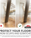 Side-by-side of furniture legs with and without 36 Piece 1 Inch No Slip Furniture Pads Self Adhesive Rubber Feet Grippers Floor Protectors