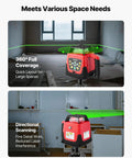 Heavy Duty 360 Degree Rotary Laser Level Kit With 2000 Ft Green Beam in action with green beam coverage in large spaces.