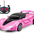 Rad Remote Control Car For Girls 1 To 18 Scale Pink Sports Racing Toy With LED Headlights Easy To Drive For Kids Ages 3 4 5 6 7 8 12 Perfect Birthday Gift, showing pink sports car with remote