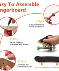 Premium Fingerboard Repair Kit Featuring 31 Millimeter Trucks Vibrant Multi Color Wheels And Heavy Duty Fasteners for easy assembly steps.