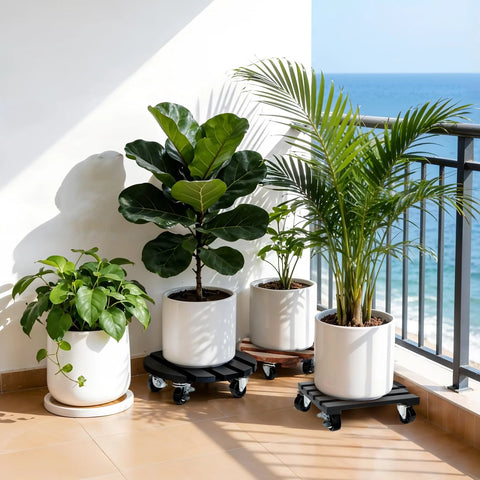 2 Pack Plant Caddies With 360 Degree Lockable Smooth Sliding Wheels For Indoor Outdoor Use Durable Rolling Plant Stands Ideal For 12 Inch Pots