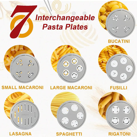 Image of All In One Pasta Press Attachment For Stand Mixers With 7 Interchangeable Plates Spaghetti Bucatini Rigatoni.