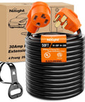 No Sweat 50 Ft Ev Dryer Extension Cord 4 Prong Nema 14 30 Plug 30 Amp 10 Awg UL Certified Heavy Duty Cable with connectors.