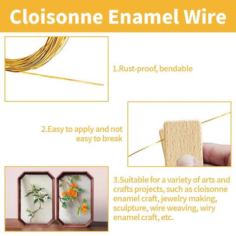 Dual Color Cloisonne Wire Set 20m Gold and Silver 0.3mm Thick Wire With 1mm Diameter Jewelry Making Tools Kit Uses