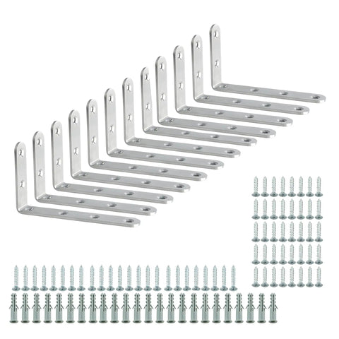 Tough As Nails Heavy Duty 12 Piece Floating Shelf Brackets Set Stainless Steel L Bracket Corner Brace 5 By 3 Inch With Brushed Finish
